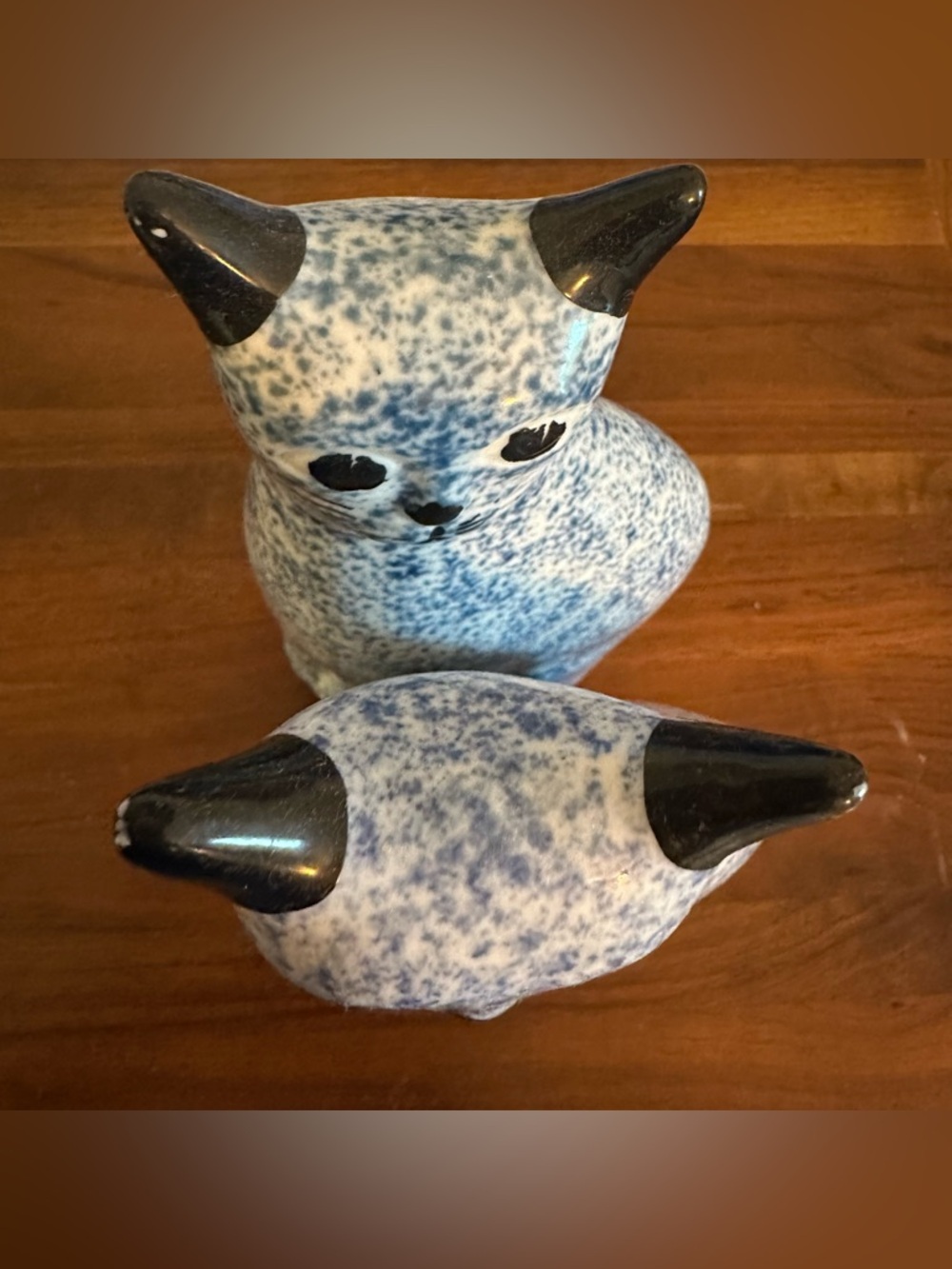 Enesco Set of Two Porcelain Cats Blue White - Picture 8 of 10